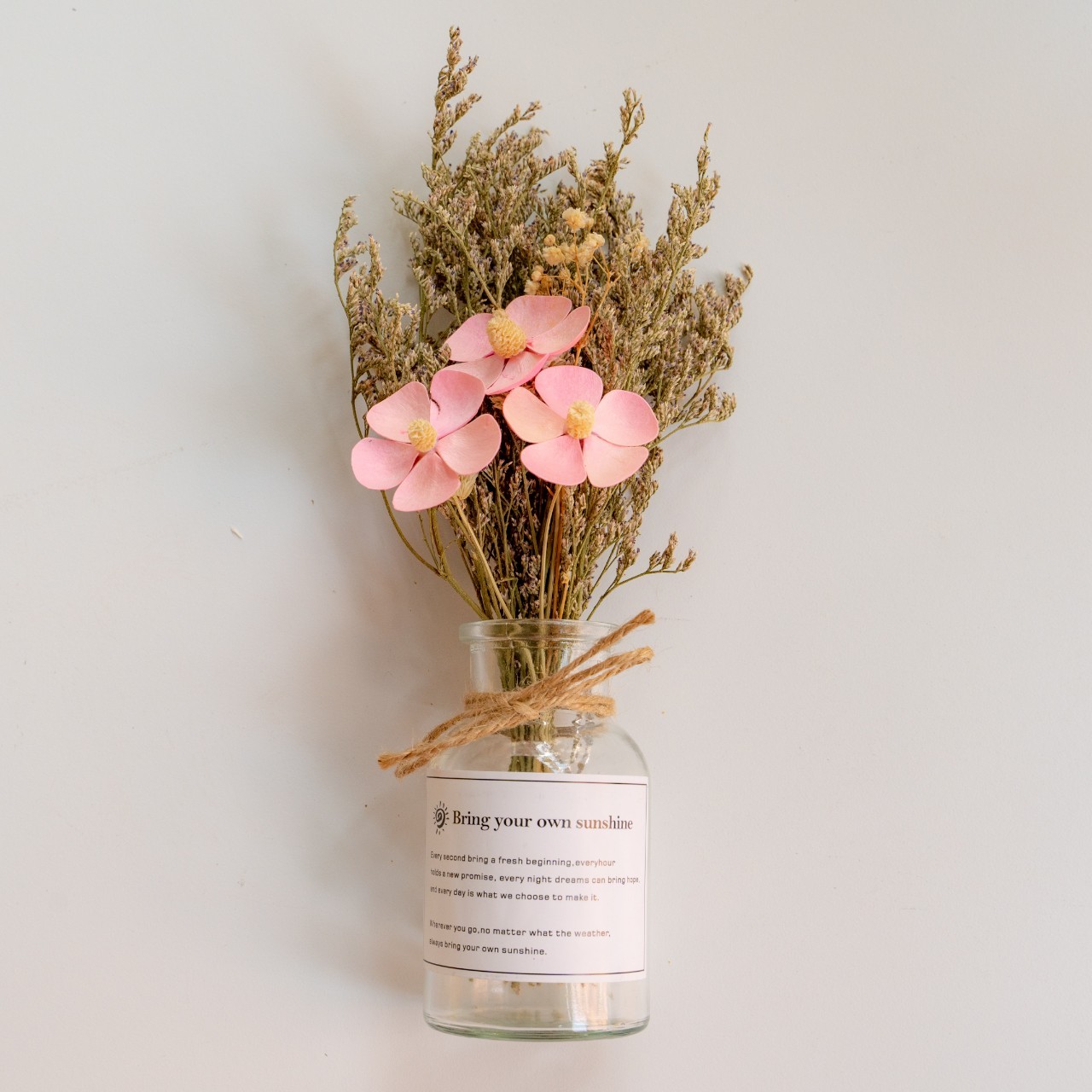 粉色花朵-乾燥花花瓶禮盒(附盒)