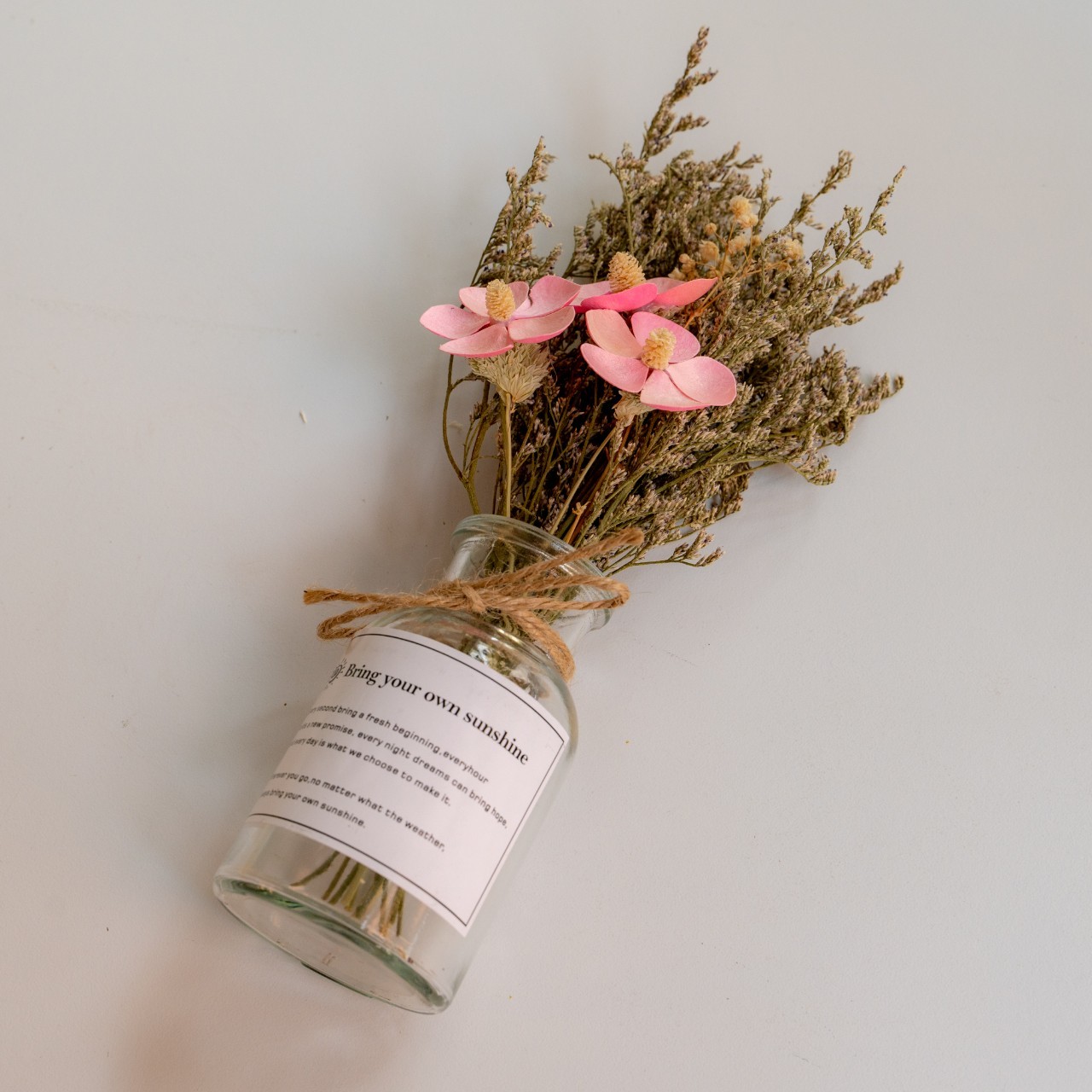 粉色花朵-乾燥花花瓶禮盒(附盒)