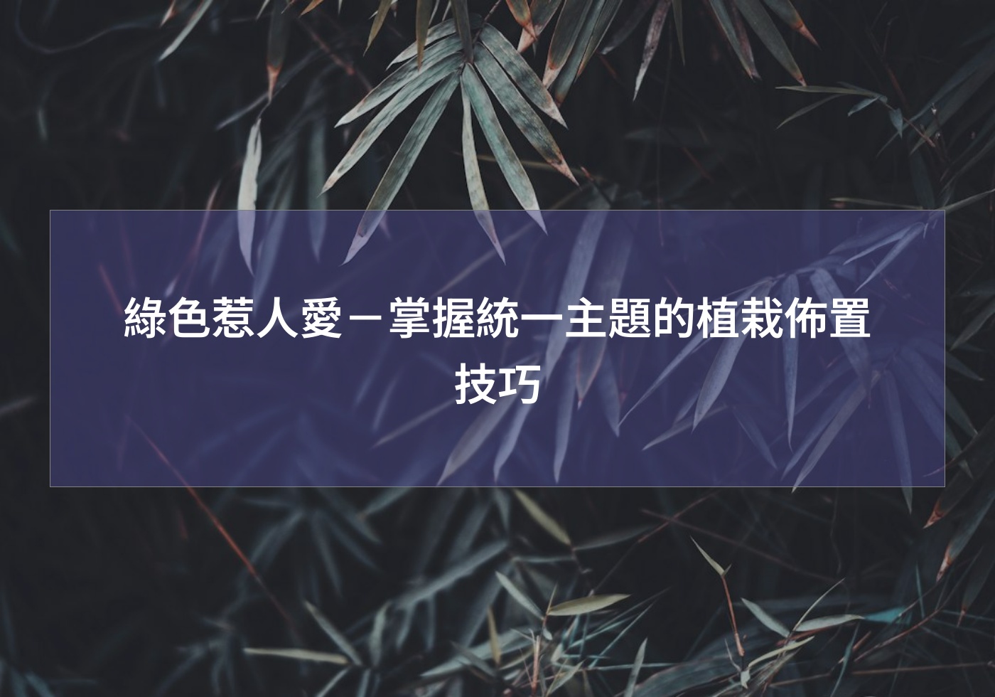 閱讀更多文章 綠色惹人愛－掌握統一主題的植栽佈置技巧