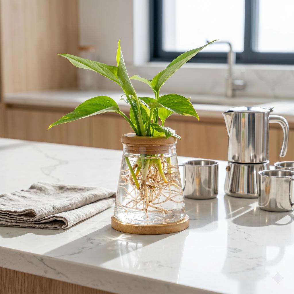 黃金葛 三角水耕盆栽 室內植物 觀葉植物 禮物 水培 辦公室小物 水耕盆栽