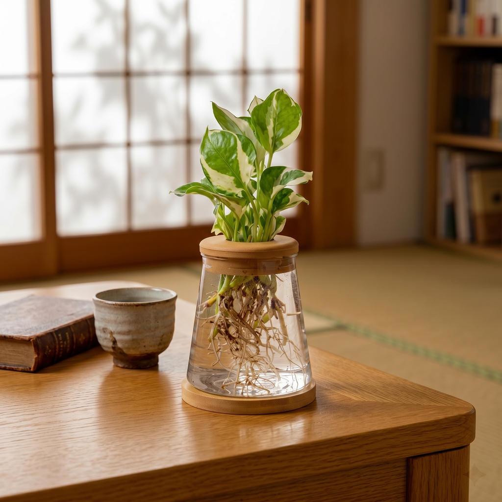 白金葛 三角水耕盆栽 室內植物 觀葉植物 禮物 水培 辦公室小物 水耕盆栽